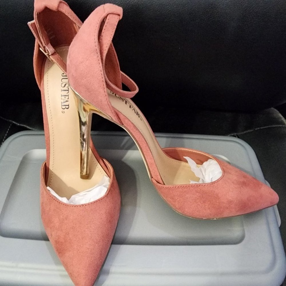 EUC Just Fab Faux Suede Pointed Heels - Picture 4 of 5